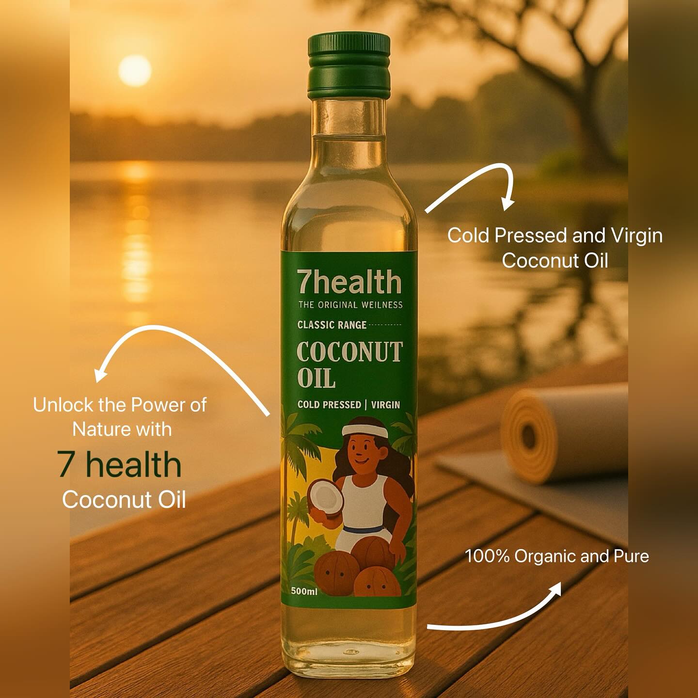 7 Health Cold Pressed and Virgin Coconut oil - 500 ML