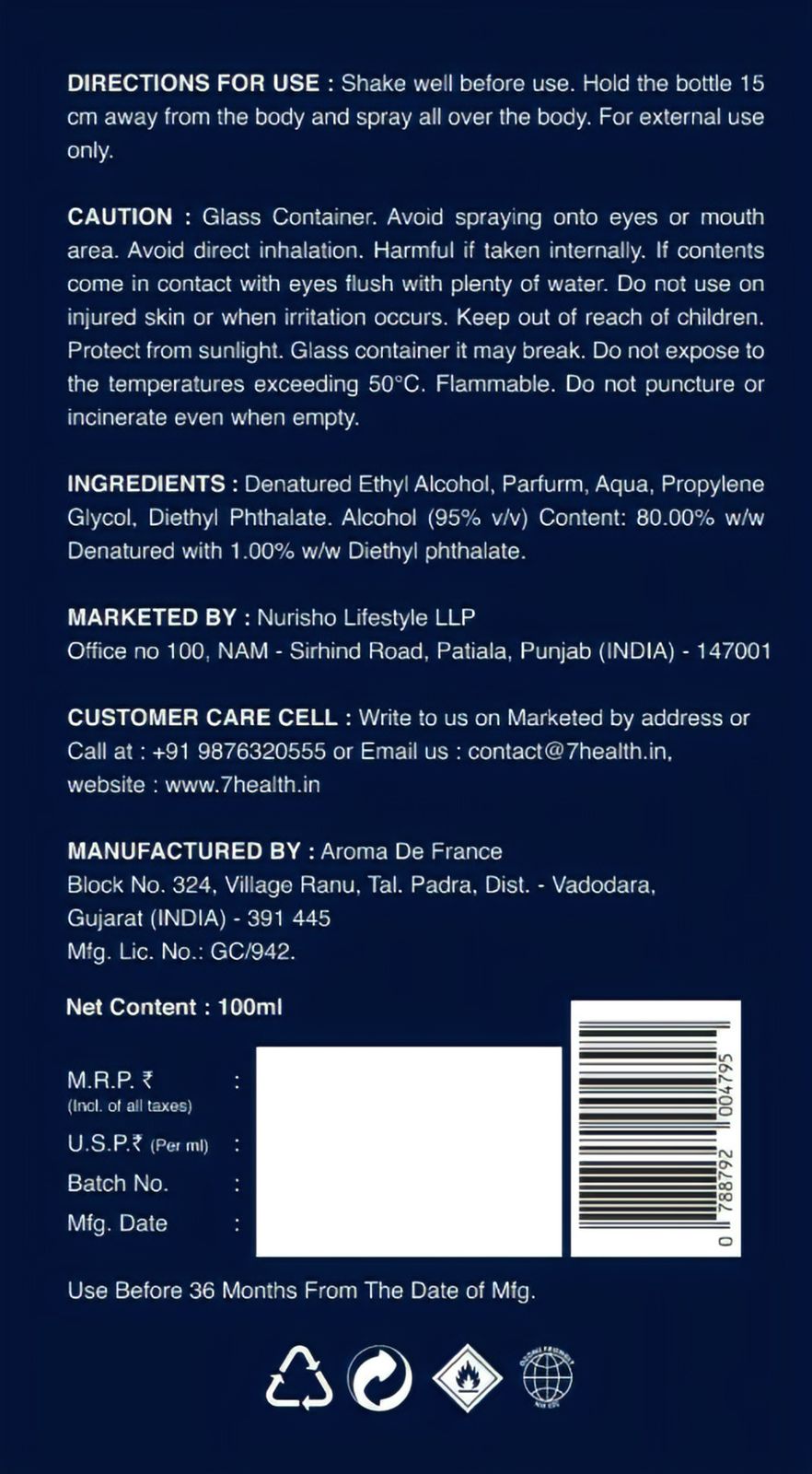 H7 AQUA ELEGANTE UNISEX LUXURY PERFUME