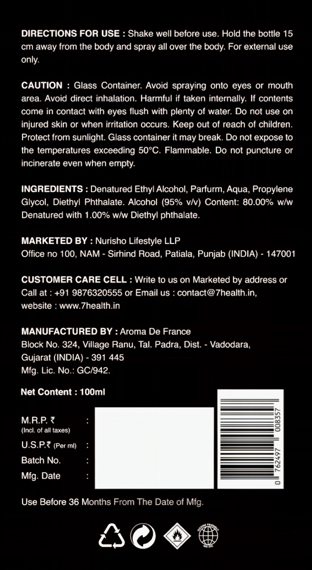 H7 DARK BLACK UNISEX LUXURY PERFUME