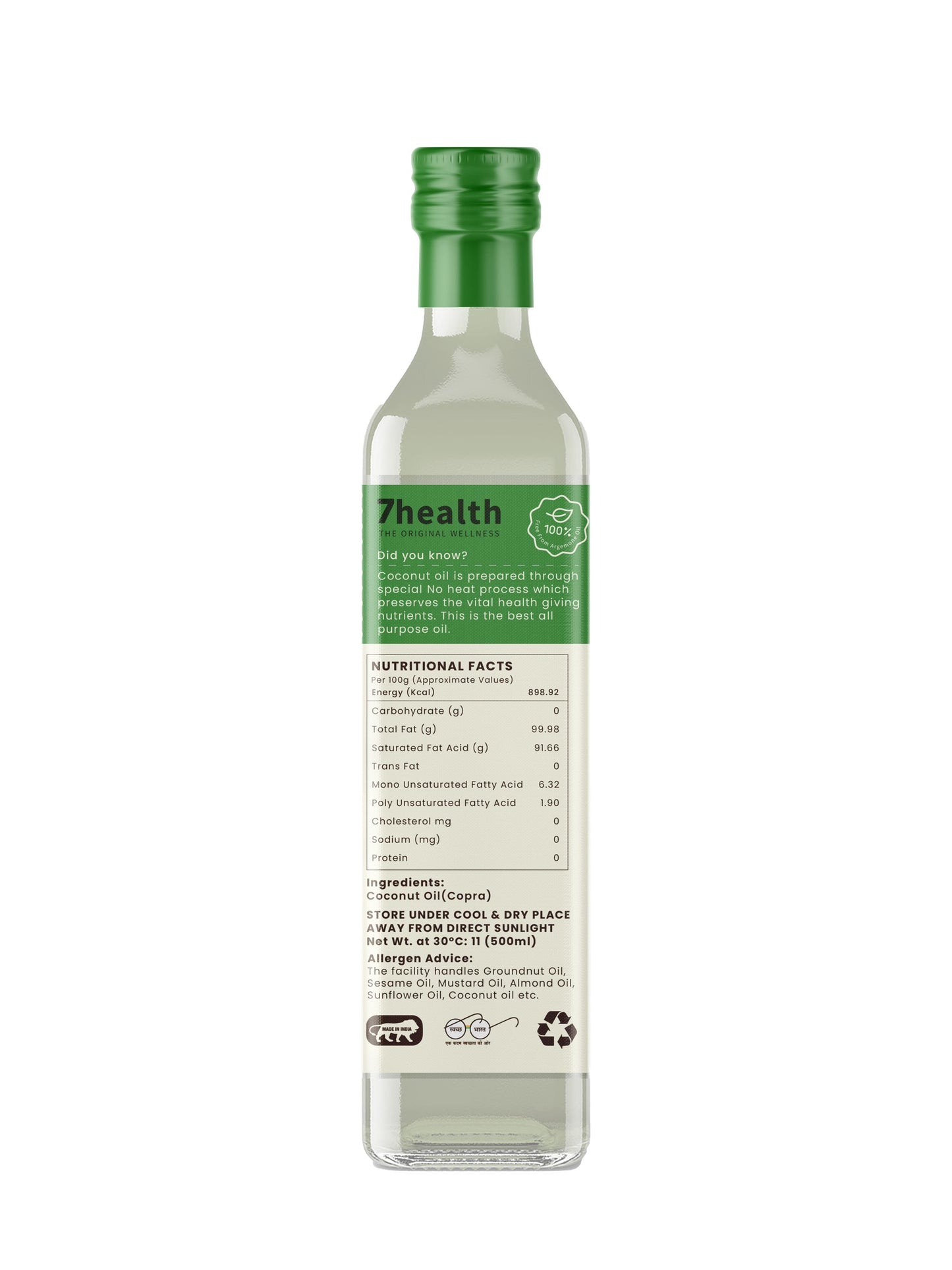 7 Health Cold Pressed and Virgin Coconut oil - 500 ML